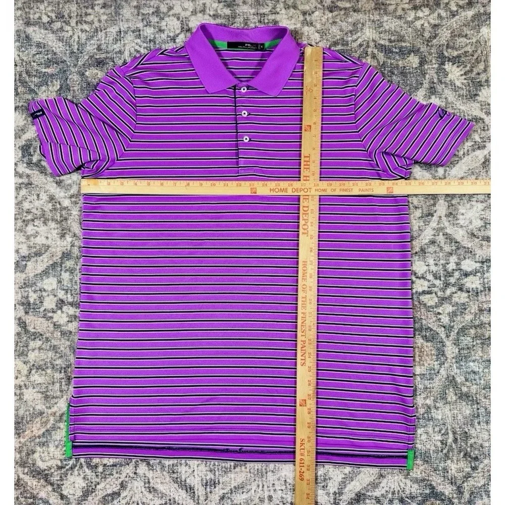Ralph Lauren RLX Purple Navy Striped Short Sleeve Golf Polo Shirt Mens‎  XL B8